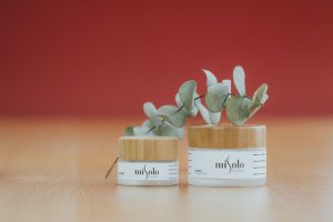 Plant Stem Lying on Top of Bottles of Face Cream